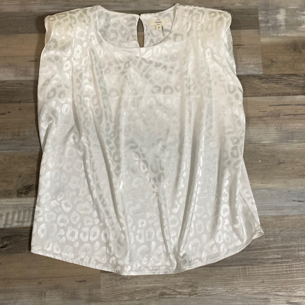 Entro Silky Animal Print White Blouse M